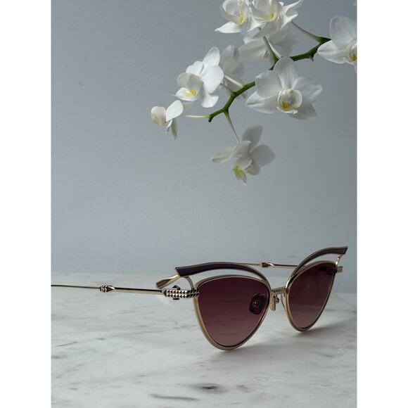 NEW Valentino V-Glassliner VLS118-C Gold Cat Eye Sunglasses - Picture 7 of 10